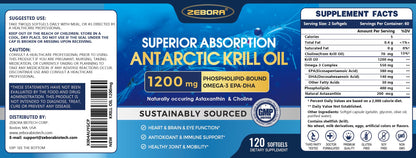 Krill Oil 1200 mg Omega-3 | High-Absorption EPA/DHA + Astaxanthin (60 Servings)