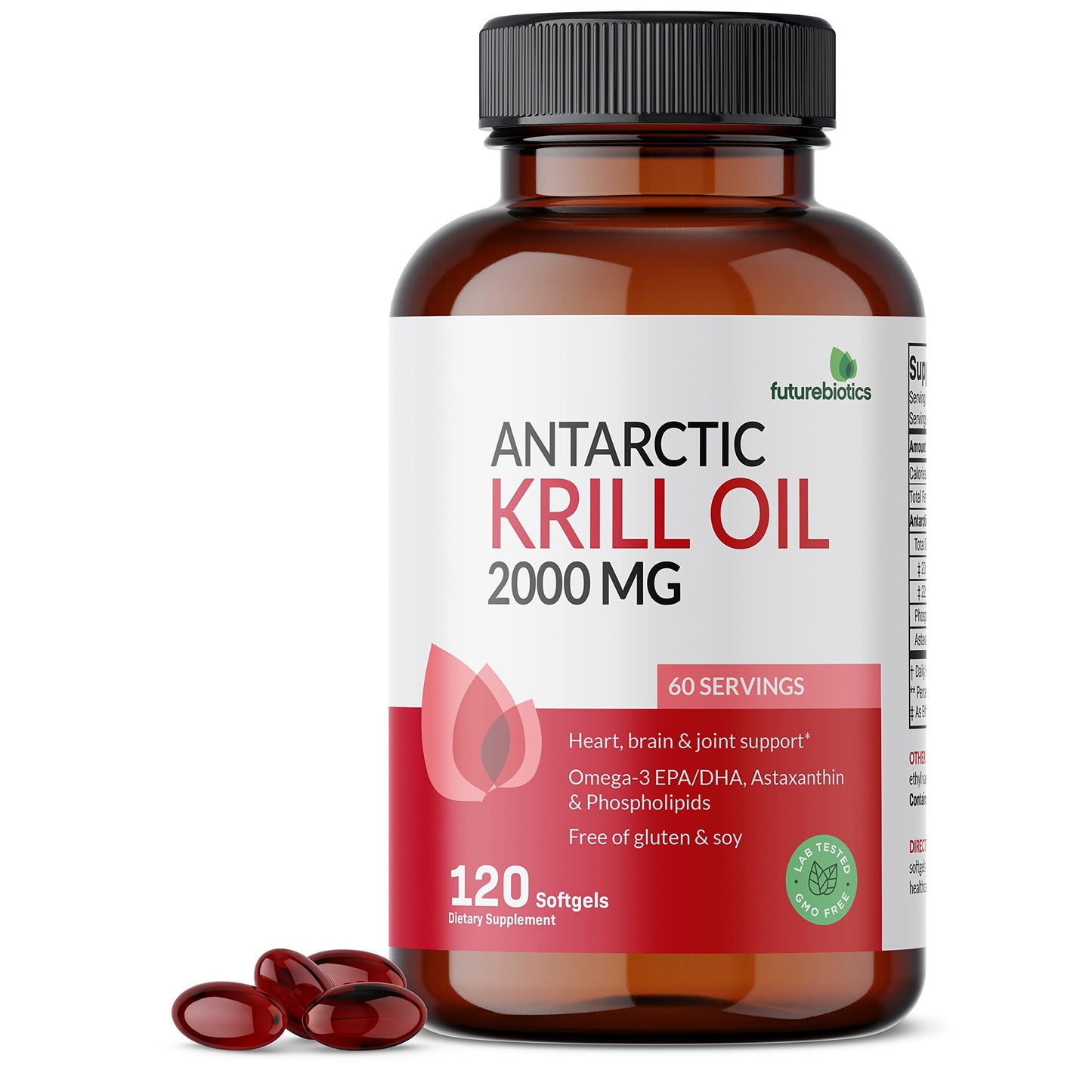 Futurebiotics Antarctic Krill Oil 2000mg with Astaxanthin – 120 Softgels | Lab-Tested, Non-GMO