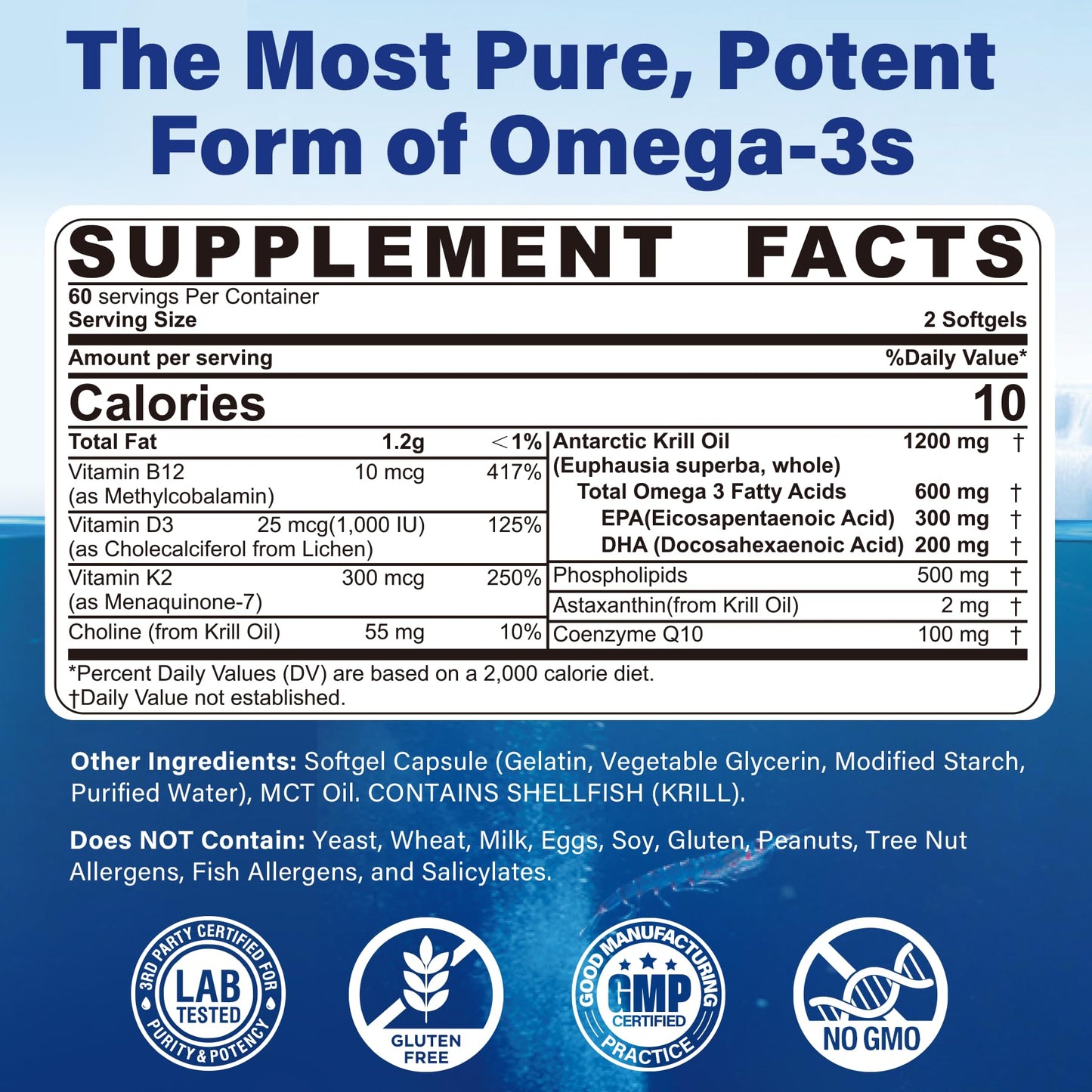Antarctic Krill Oil 1200 mg – Omega-3 EPA/DHA, Astaxanthin