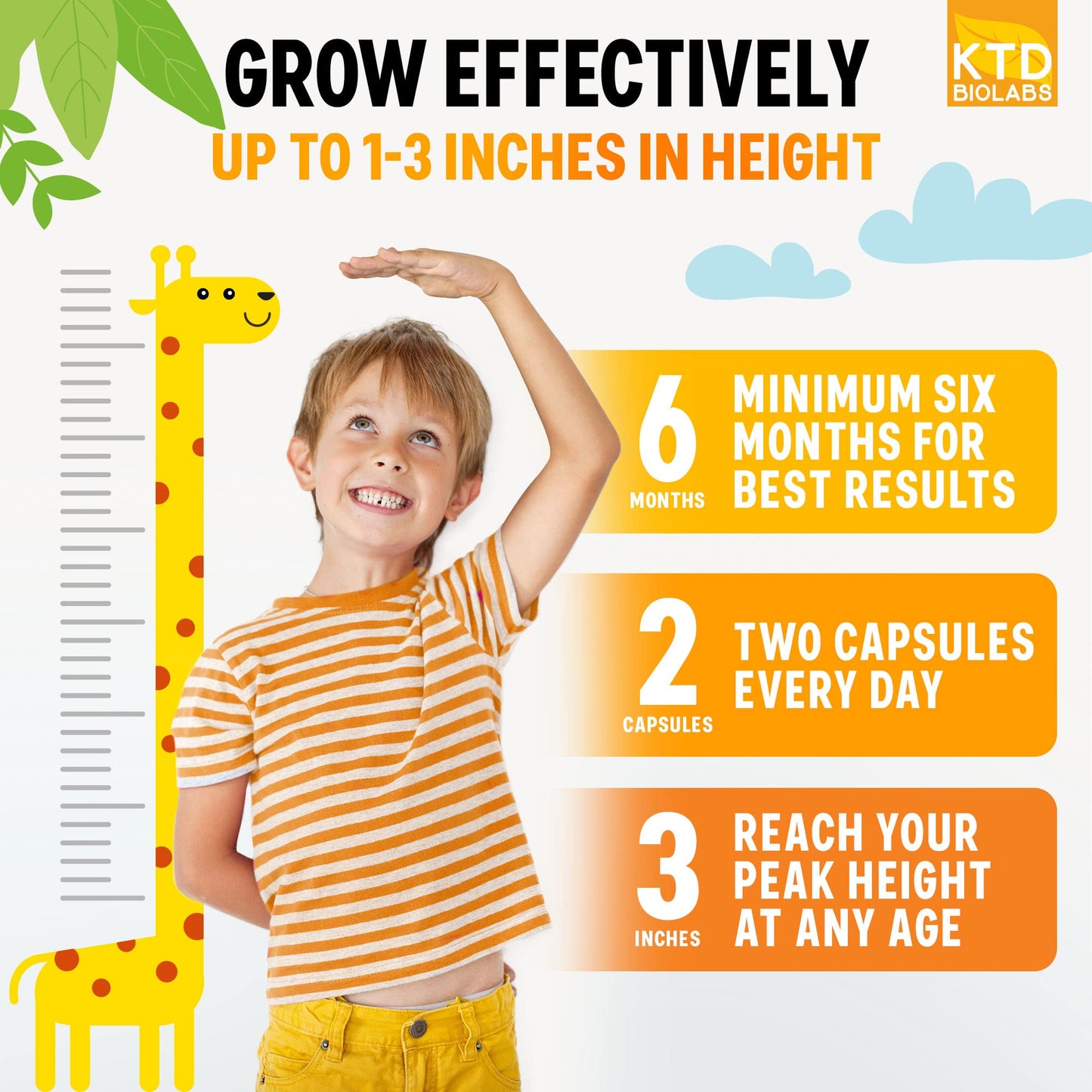 KTD BIOLABS Height Growth Maximizer – Made in USA | Natural Height Pills