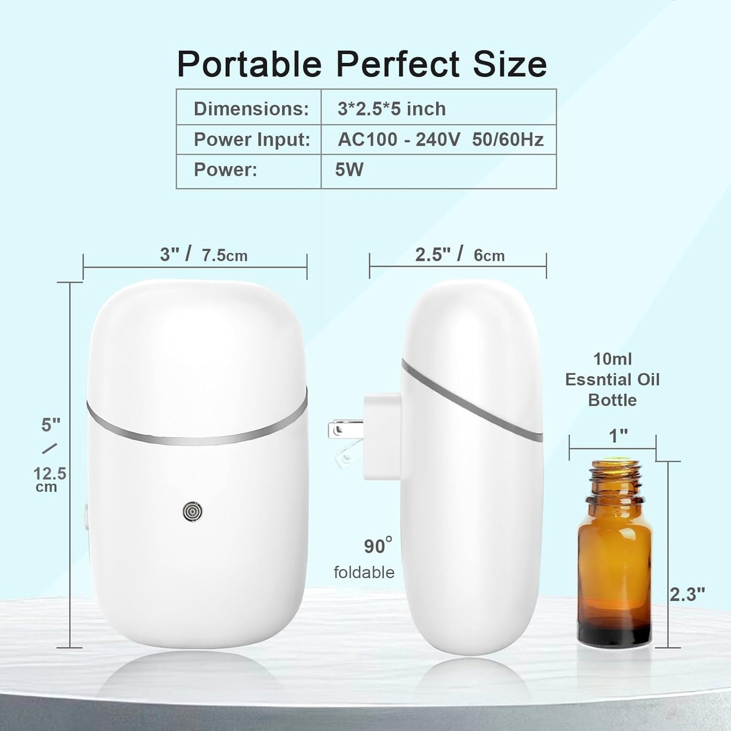 Kuandawei Plug-in Waterless Diffuser – 500 Sq Ft Coverage, Wall-Mount Essential Oil Diffuser for Home, Office, Hotel