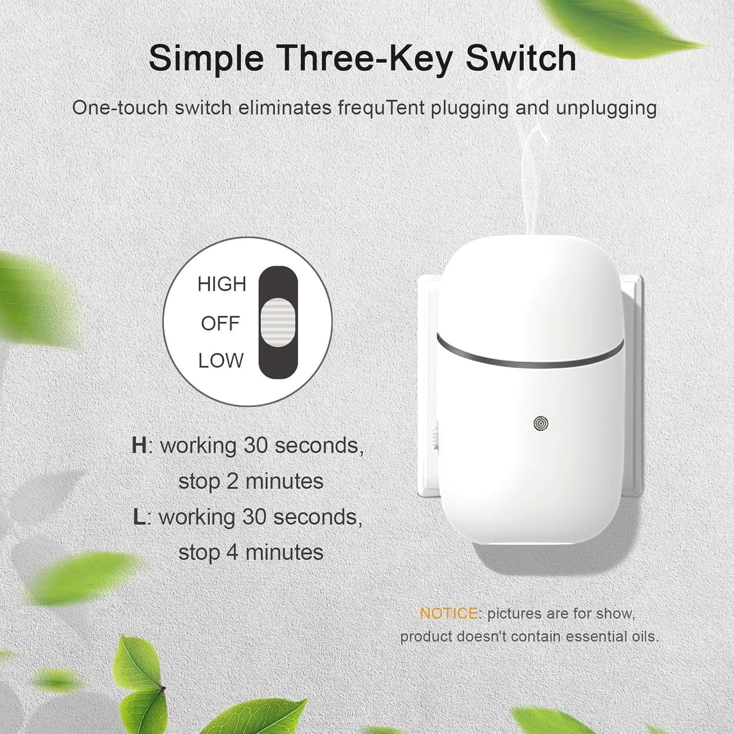 Kuandawei Plug-in Waterless Diffuser – 500 Sq Ft Coverage, Wall-Mount Essential Oil Diffuser for Home, Office, Hotel