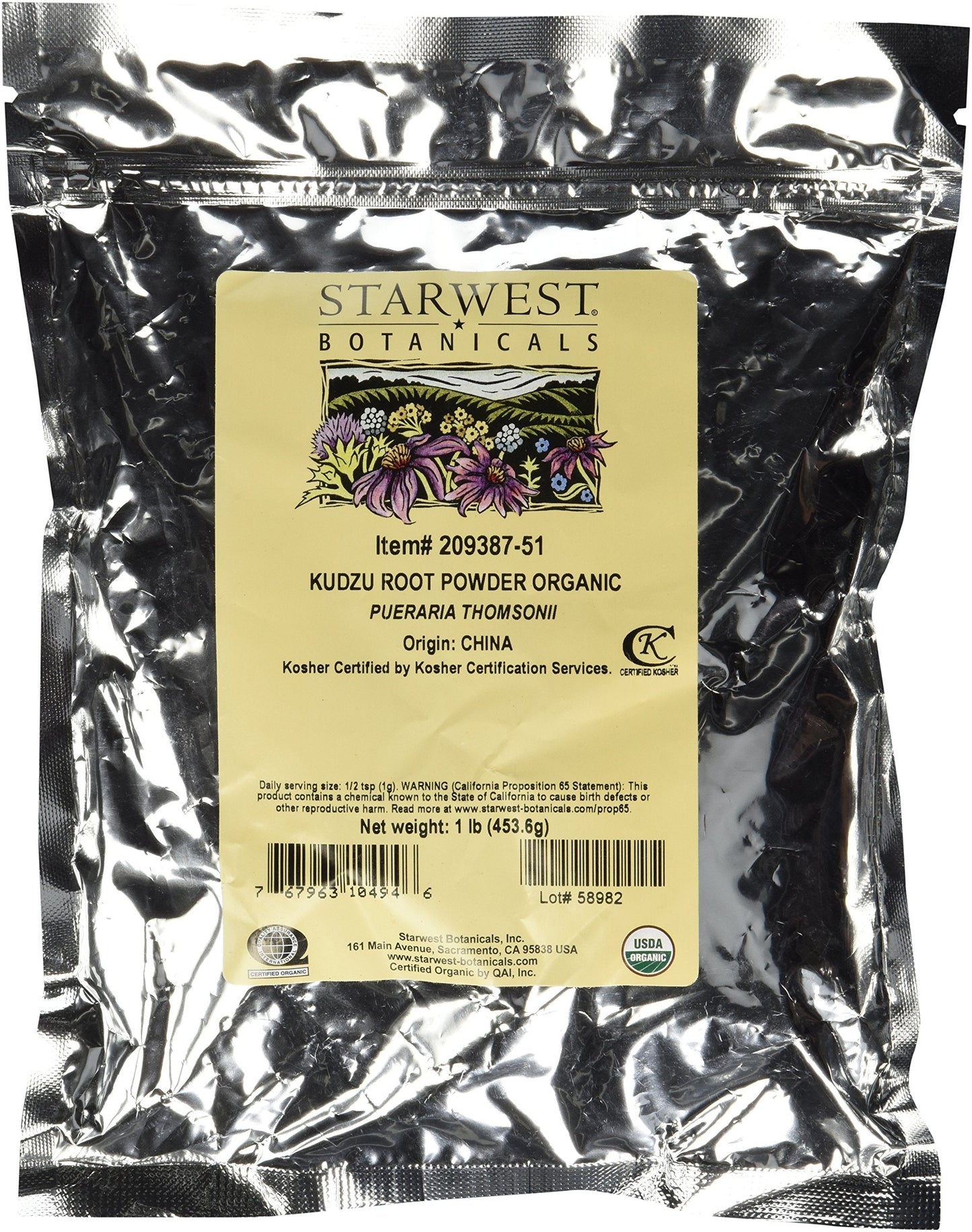 Kudzu Root Powder Organic - Pueraria Thomsonii, 1 lb | Starwest Botanicals
