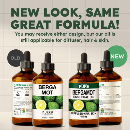 KUKKA Bergamot Essential Oil 4 Oz – Hair, Skin, Diffuser, Aromatherapy & Soap Making
