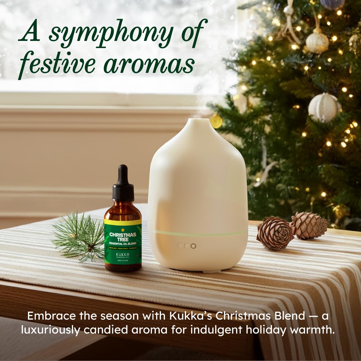 Kukka Christmas Tree Essential Oil Blend - 2 oz | Spearmint, Cedarwood, Pine Needle
