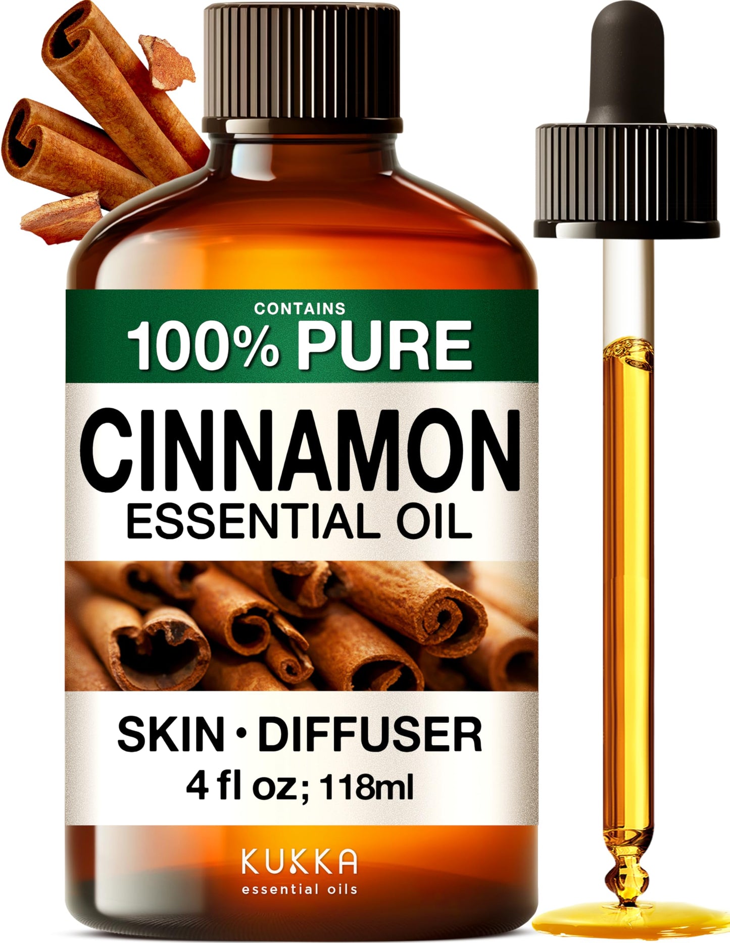 KUKKA Cinnamon Essential Oil 4 oz – Diffuser, Skin, DIY & Aromatherapy