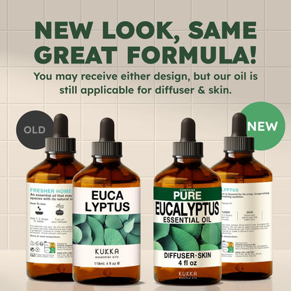 KUKKA Eucalyptus Essential Oil 4 oz | Diffuser, Hair & Skin Care, Aromatherapy & DIY Soap