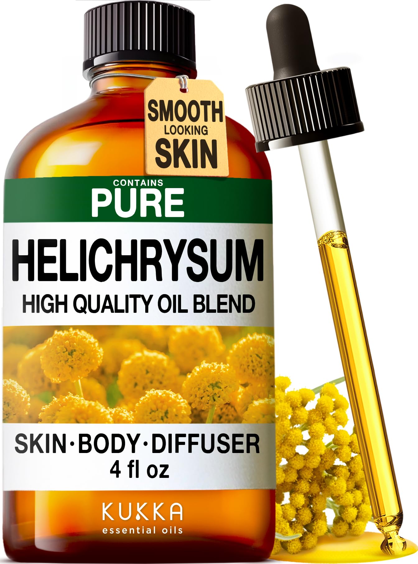 KUKKA Helichrysum Essential Oil 4oz – Hair & Skin Care, Diffuser & DIY Soap