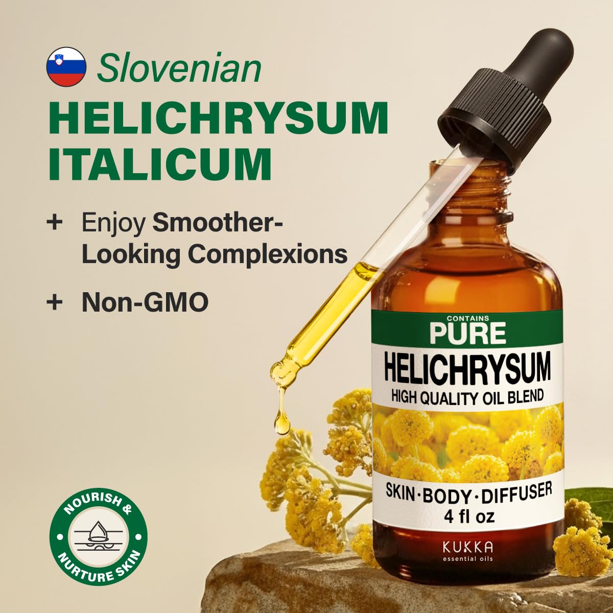 KUKKA Helichrysum Essential Oil 4oz – Hair & Skin Care, Diffuser & DIY Soap