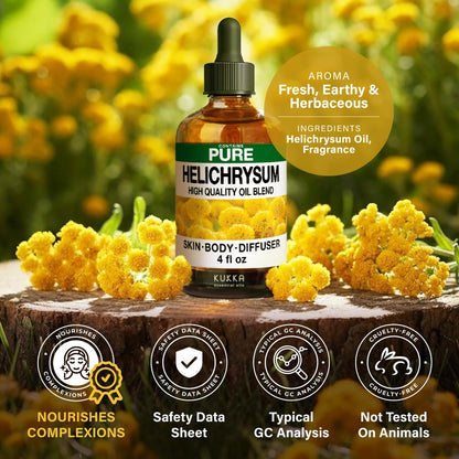 KUKKA Helichrysum Essential Oil 4oz – Hair & Skin Care, Diffuser & DIY Soap