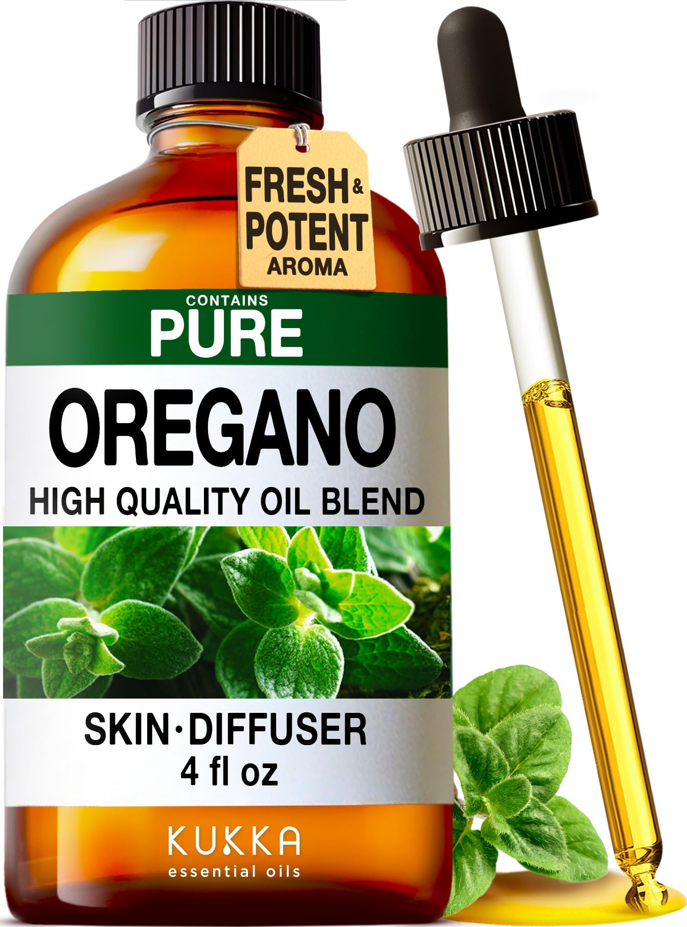 KUKKA Oregano Essential Oils - 4 Fl Oz | Hair & Skin Care, Diffuser, Aromatherapy & DIY Soap Making