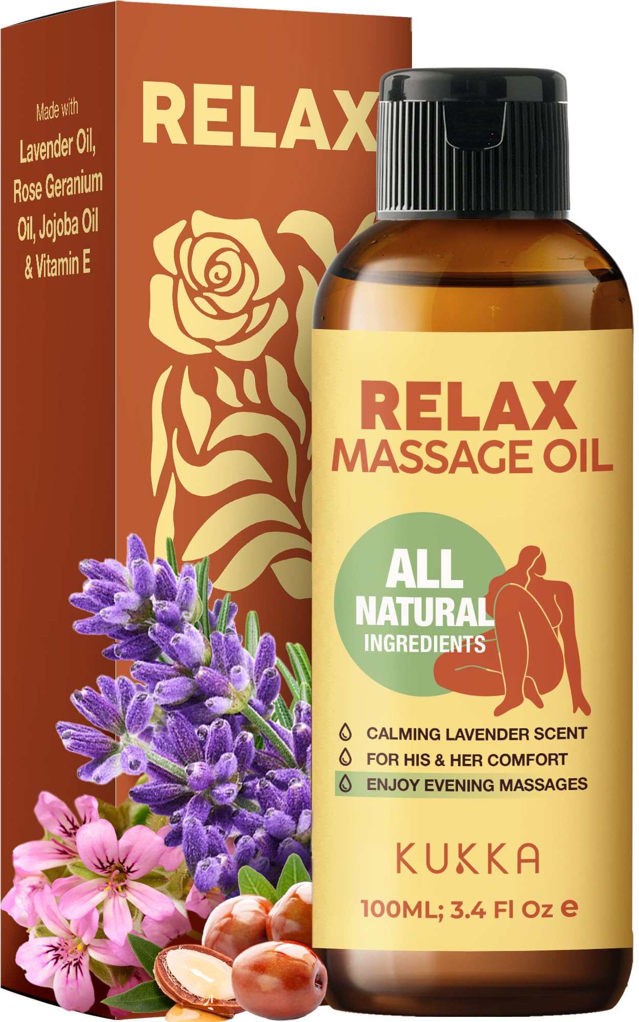 KUKKA Relax Massage Oil – 3.4 Fl Oz | Non-Greasy for Deep Relaxation, Massage Therapy