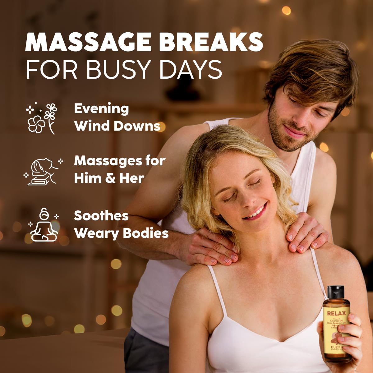 KUKKA Relax Massage Oil – 3.4 Fl Oz | Non-Greasy for Deep Relaxation, Massage Therapy
