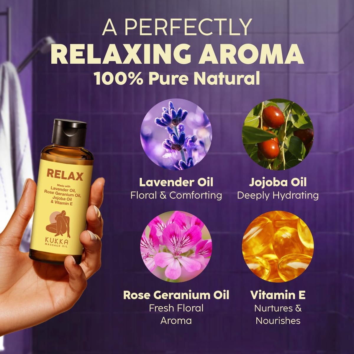 KUKKA Relax Massage Oil – 3.4 Fl Oz | Non-Greasy for Deep Relaxation, Massage Therapy