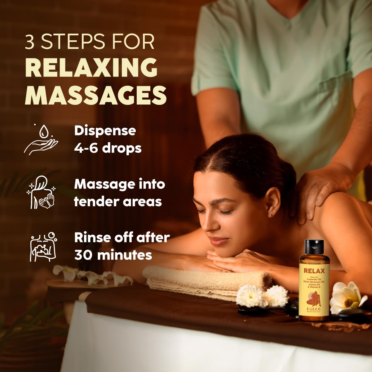 KUKKA Relax Massage Oil – 3.4 Fl Oz | Non-Greasy for Deep Relaxation, Massage Therapy