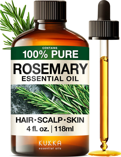 KUKKA Rosemary Essential Oils 4oz | Hair, Skin, Diffuser & DIY Soap
