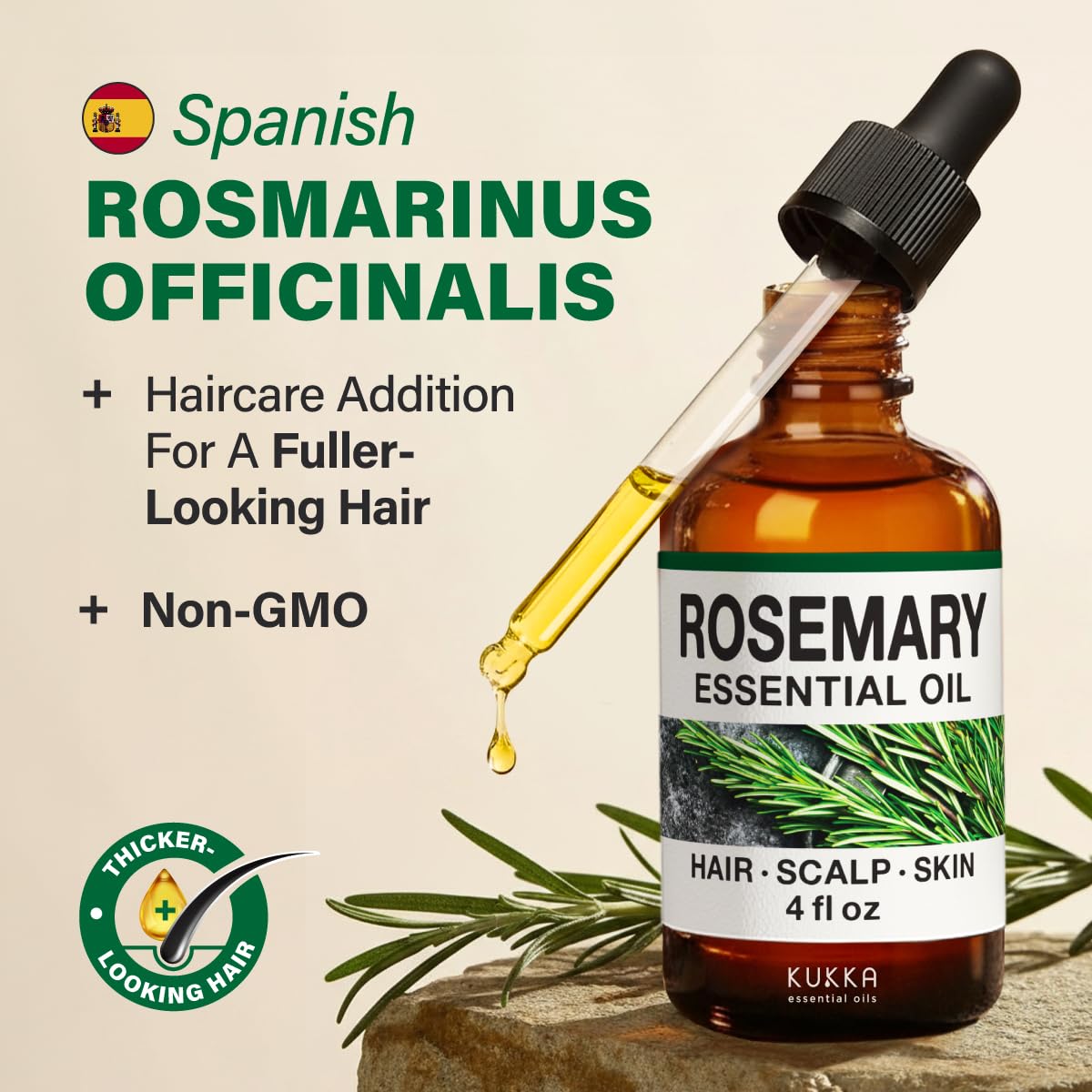 KUKKA Rosemary Essential Oils 4oz | Hair, Skin, Diffuser & DIY Soap