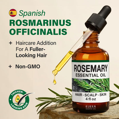 KUKKA Rosemary Essential Oils 4oz | Hair, Skin, Diffuser & DIY Soap