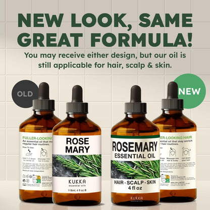 KUKKA Rosemary Essential Oils 4oz | Hair, Skin, Diffuser & DIY Soap