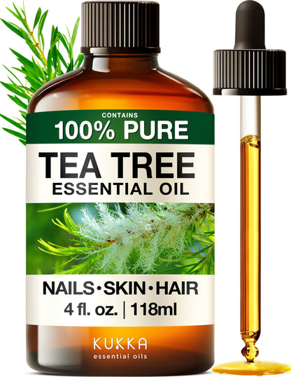 KUKKA Tea Tree Essential Oil 4 oz - Hair, Skin, Nails, Diffuser & Soap Making