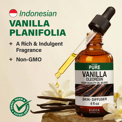 KUKKA Vanilla Essential Oil - 4 oz | Diffuser, Skin, Hair, DIY Soap