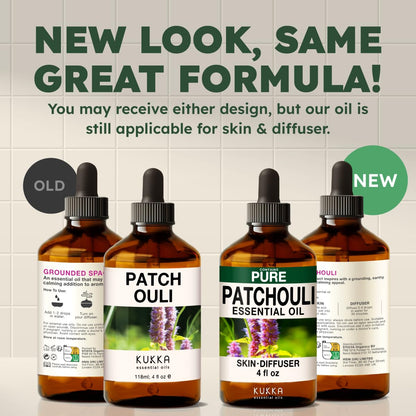 KUKKA Patchouli Essential Oil - 4 Oz | Diffuser, Aromatherapy, Skin & Hair Care, DIY Soap Making