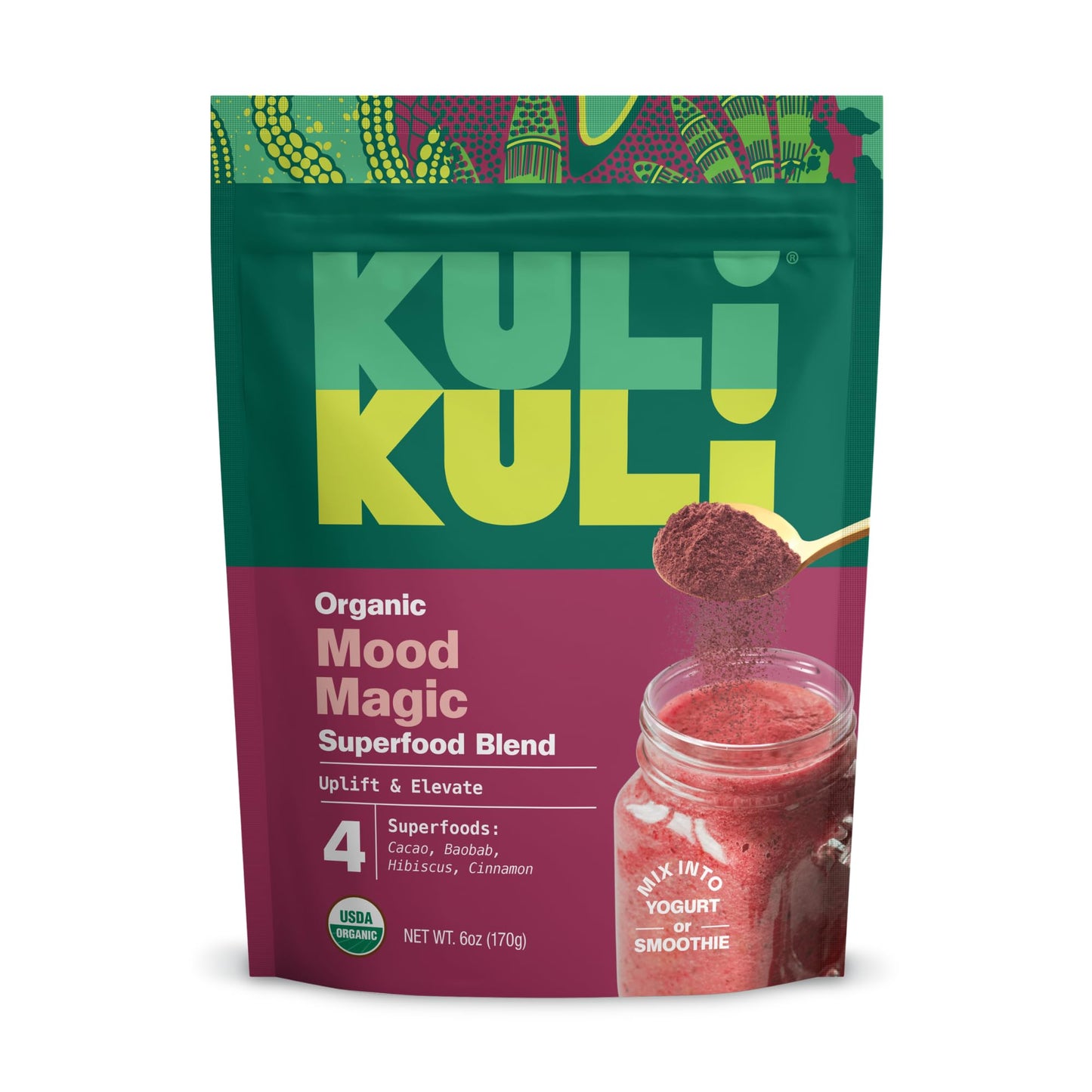 Kuli Kuli Mood Magic 6 oz Organic Uplifting Superfood Powder | Maca, Baobab, Hibiscus & Cinnamon