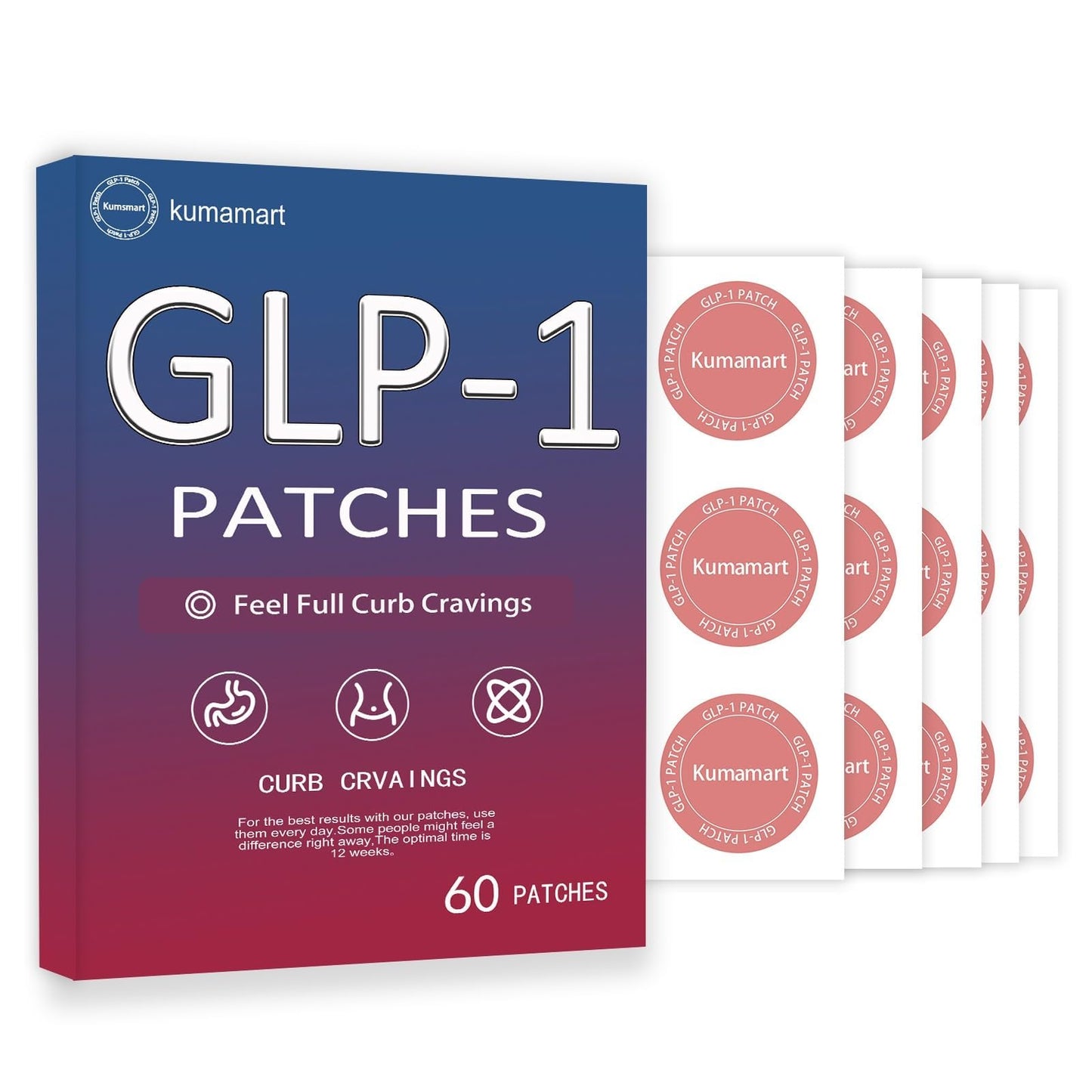 kumamart GLP-1 Patches – 60 Count, 12-Hour Hunger Support, Natural Plant-Based Ingredients