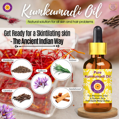 Deve Herbes Kumkumadi Face Oil with Glass Dropper – Saffron-Enriched Ayurvedic Oil 30ml