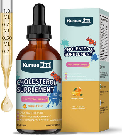 KumuoKeol Cholesterol Support Liquid Drops with Red Yeast Rice, Bergamot & Plant Sterols — Heart Health Formula, 2 fl oz
