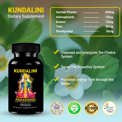 Kundalini Awakening Herbal Supplement – Ayurvedic Blend with Ashwagandha, Bacopa, Tulsi and Haritaki