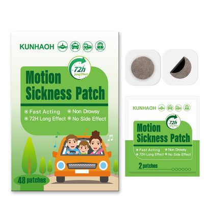 KUNHAOH Motion Sickness Patches - Waterproof, Non Drowsy Sea Sickness Patch 48 Count