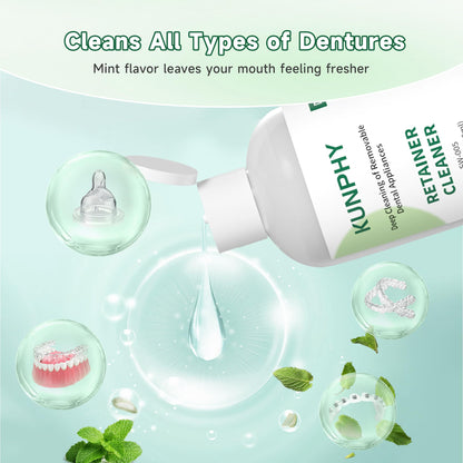 KUNPHY Ultrasonic Retainer Cleaner 8oz Mint – Professional Cleaning for Retainers, Dentures & Aligners