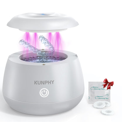 KUNPHY Ultrasonic Retainer Cleaner | 48kHz Dental Cleaning Pod + UV Light