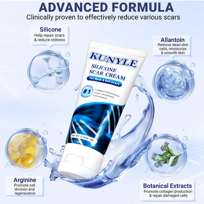 Kunyle Scar Cream – Silicone Scar Gel for Surgical Scars, Stretch Marks & Keloids (2.11 oz / 60 g)