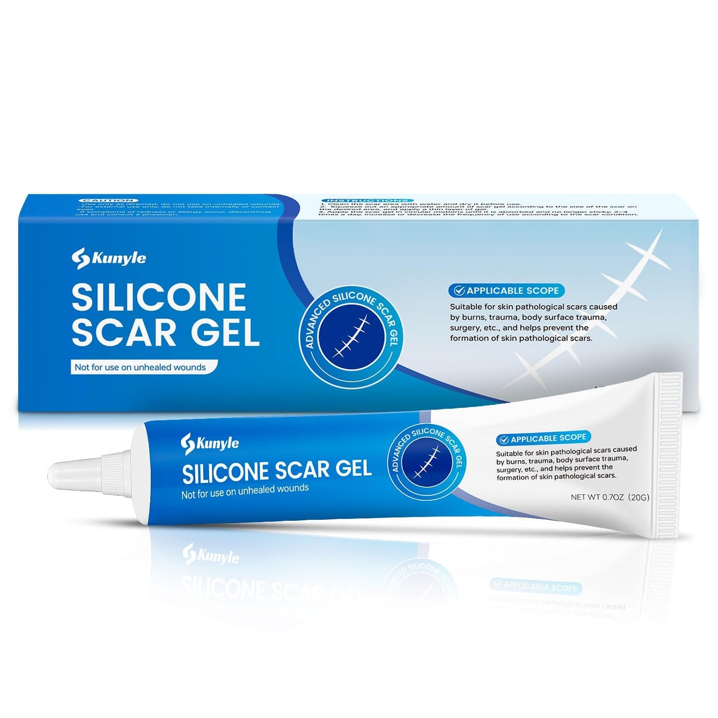 Kunyle Silicone Scar Gel – Advanced Scar Cream for Surgical Scars, Stretch Marks & Keloids | 0.70oz (20g)