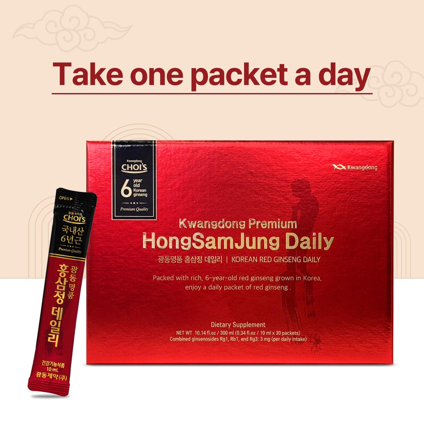 KWANGDONG Premium Korean Red Ginseng – 6-Year Grown, 30 Daily Packs