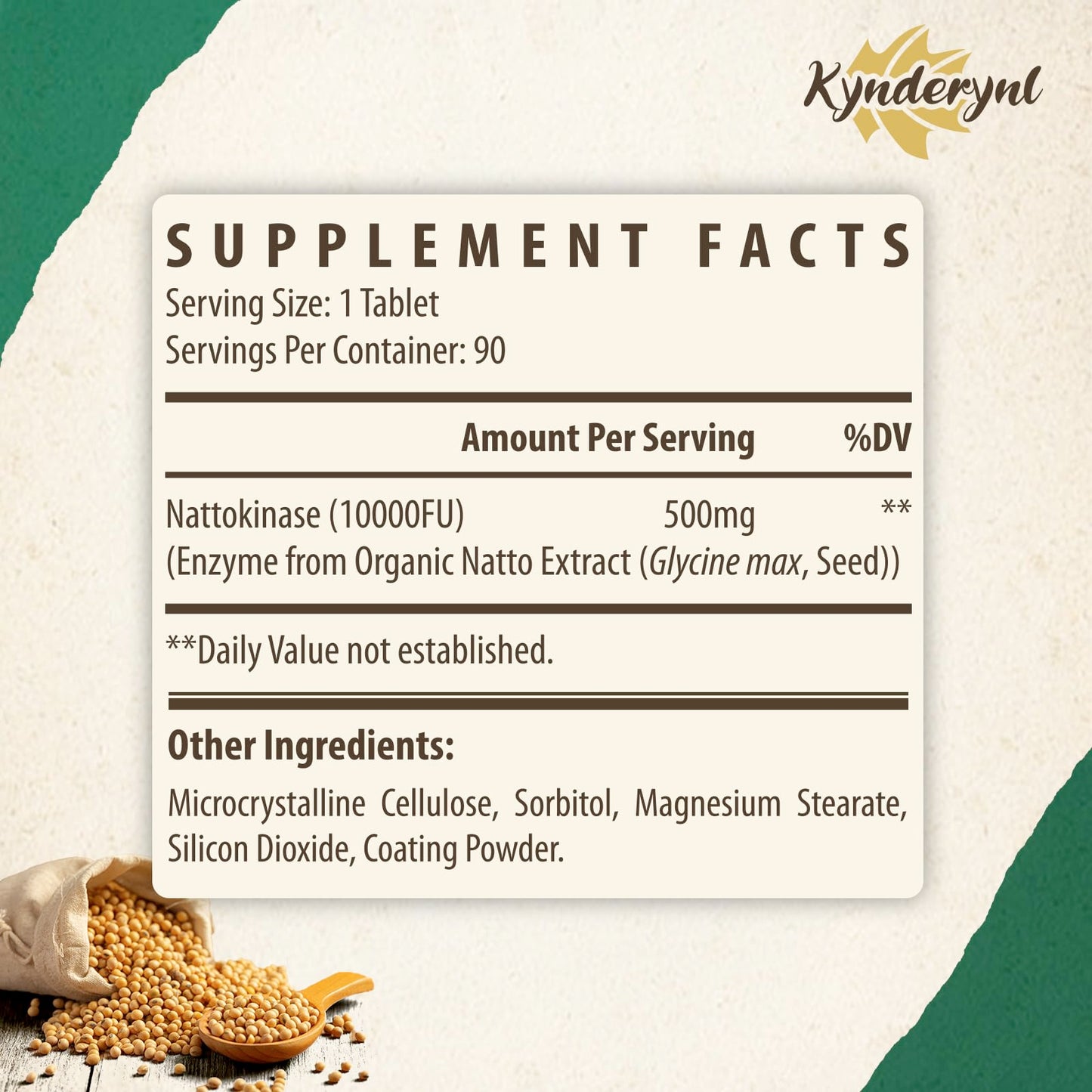 Kynderynl Nattokinase 10000FU – Organic Natto Enzyme 500mg, Enteric-Coated, Vegan