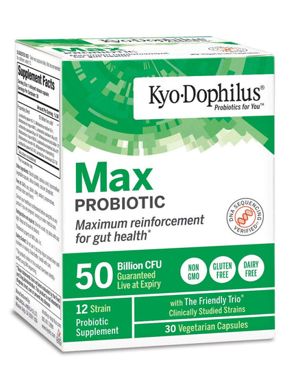 Kyo-Dophilus Max Probiotics, 30 Vegetarian Capsules | 50B CFU, 12 Strains