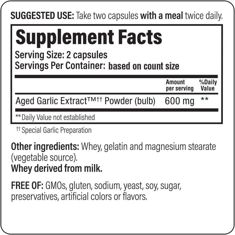 Kyolic #100 Kyolic Formula 300 Cap – Odorless Aged Garlic for Cardiovascular Health