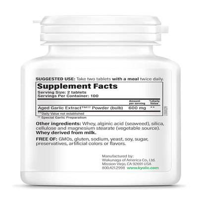 Kyolic Aged Garlic Extract Formula 100 – Cardiovascular Health (200 Tablets)