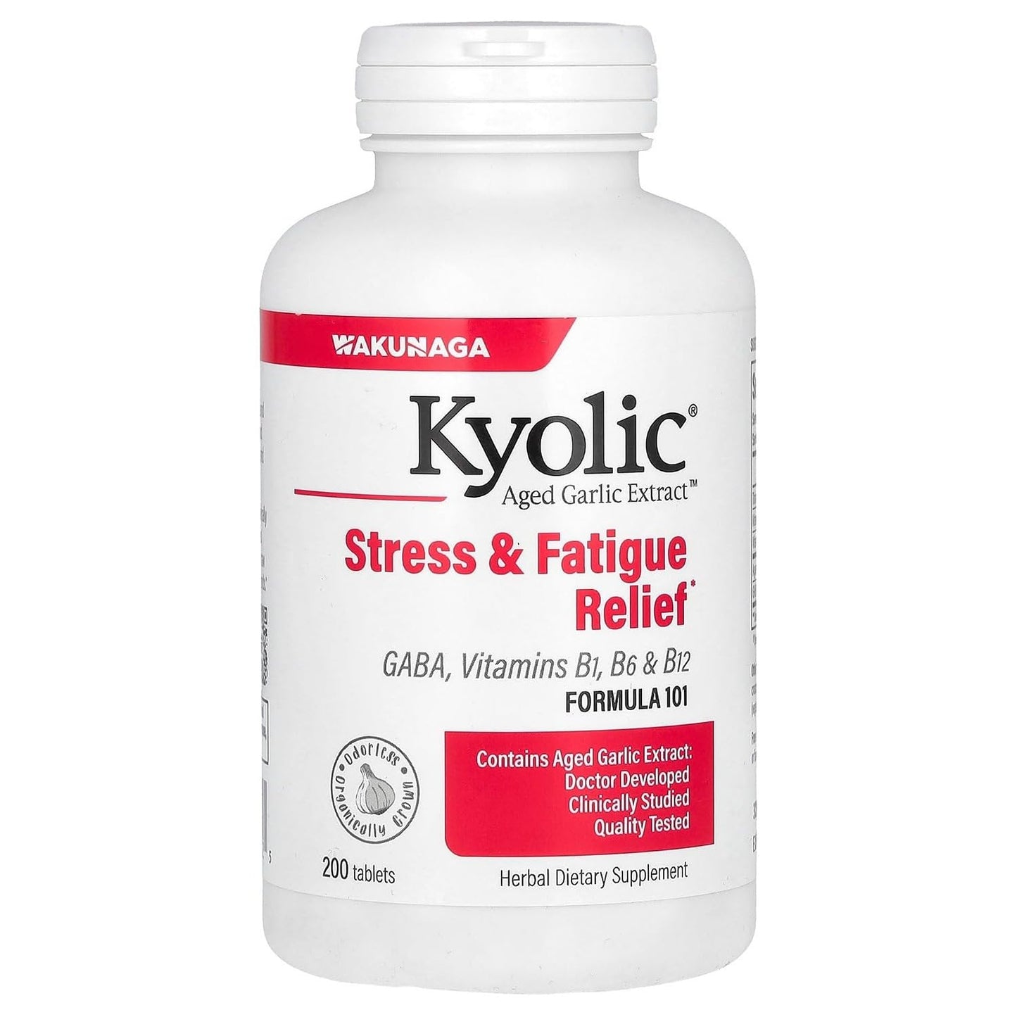 Kyolic Aged Garlic Extract Formula 101 – Stress & Fatigue Relief, 200 Tablets