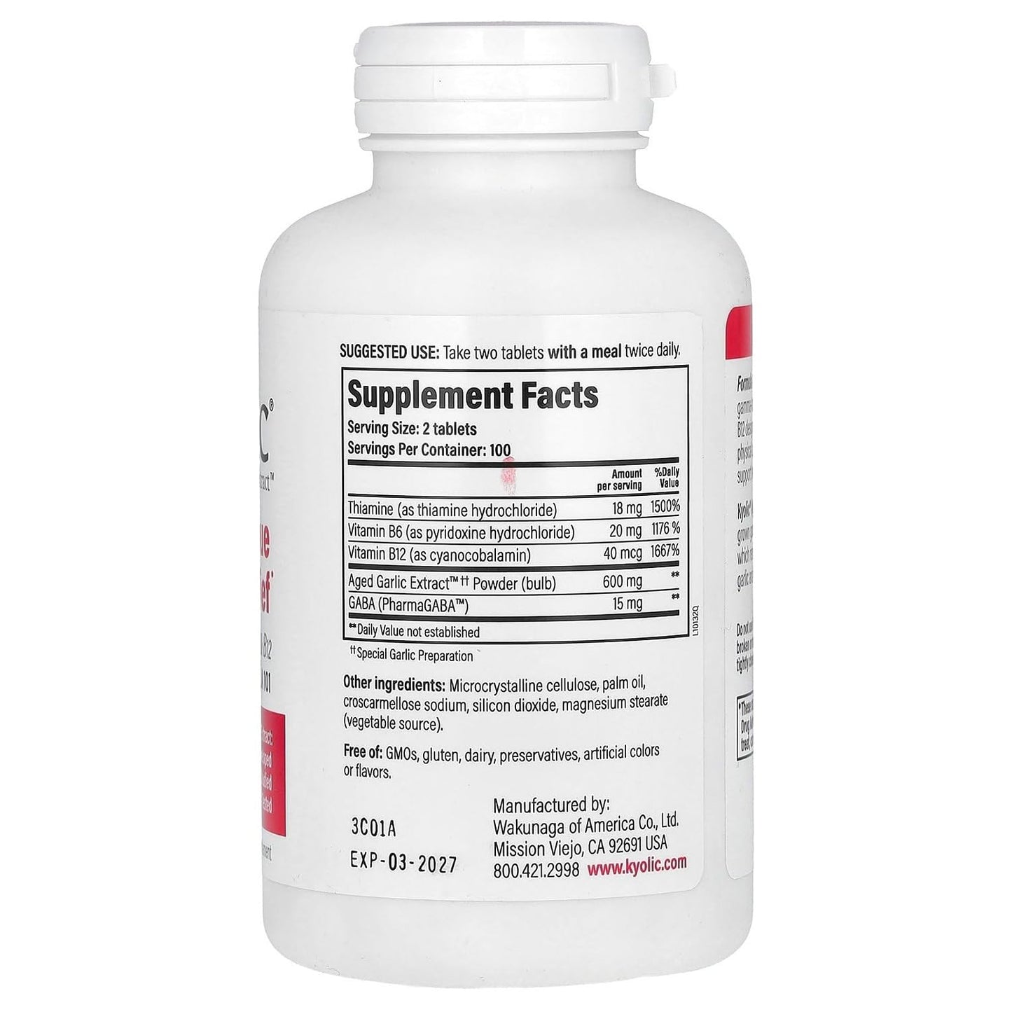Kyolic Aged Garlic Extract Formula 101 – Stress & Fatigue Relief, 200 Tablets