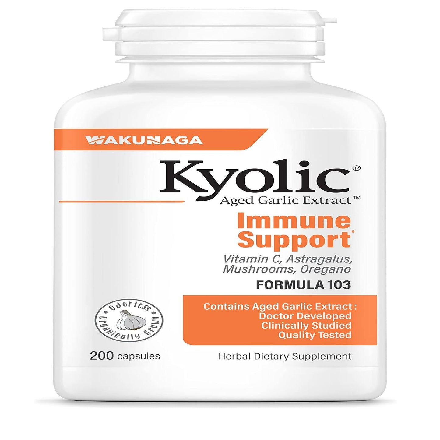 Kyolic Aged Garlic Extract Formula 103 – Immune Support, 200 Capsules