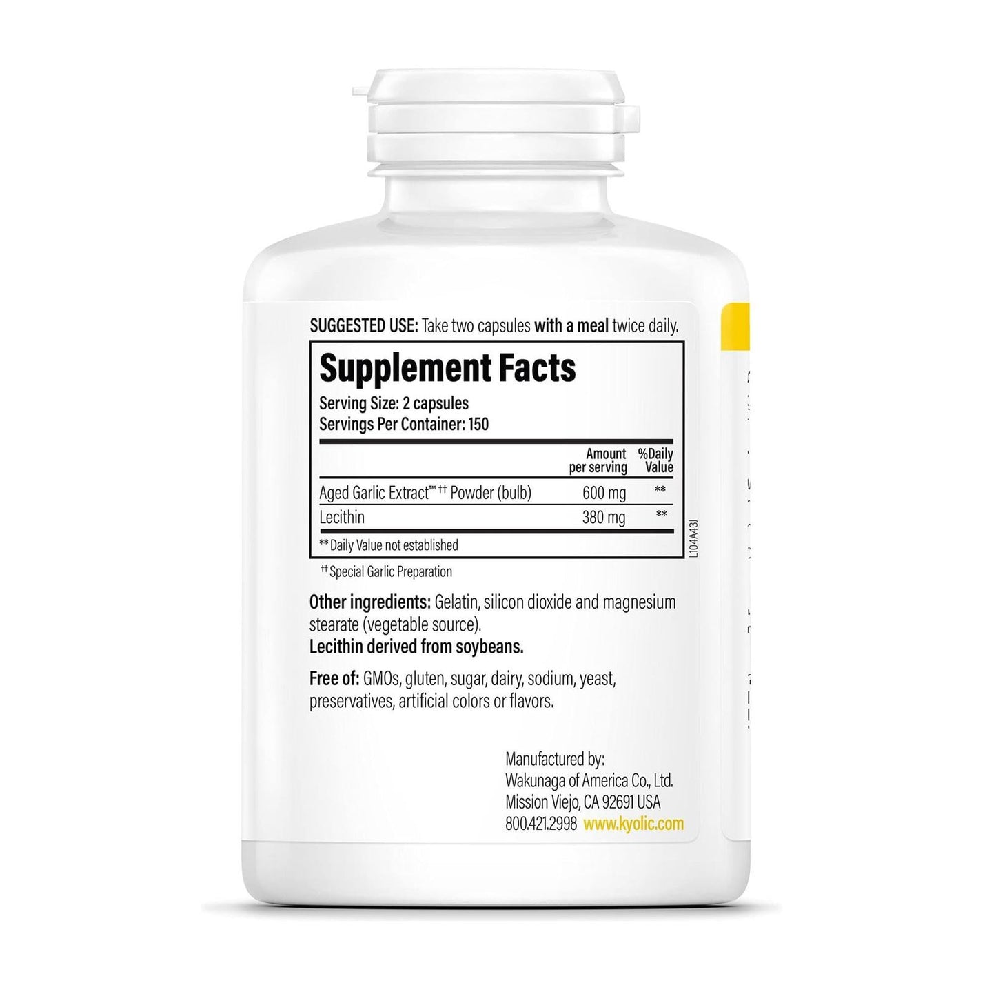 Kyolic Aged Garlic Extract Formula 104 – Cholesterol Health (300 Capsules)