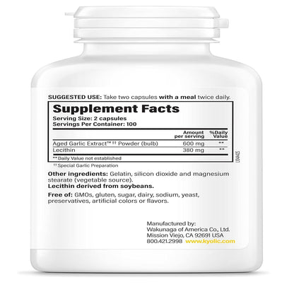 Kyolic Aged Garlic Extract Formula 104 – Cholesterol Health*, 200 Capsules