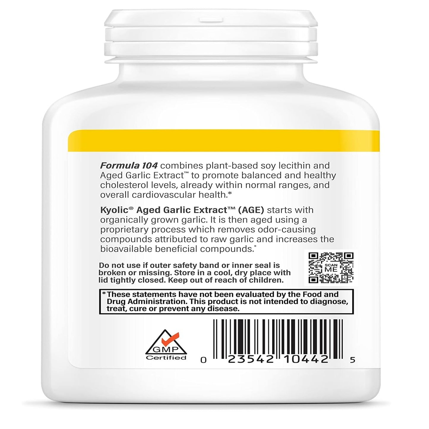 Kyolic Aged Garlic Extract Formula 104 – Cholesterol Health*, 200 Capsules