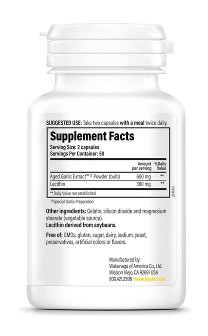 Kyolic Aged Garlic Extract Formula 104 – Cholesterol Health* (100 Capsules)