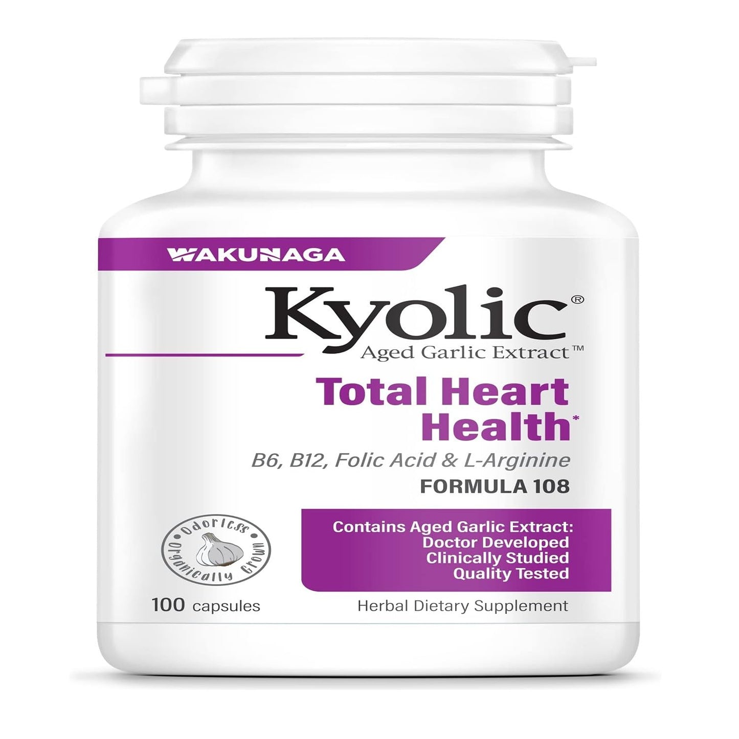 Kyolic Formula 108 Aged Garlic Extract – Total Heart Health, 100 Capsules