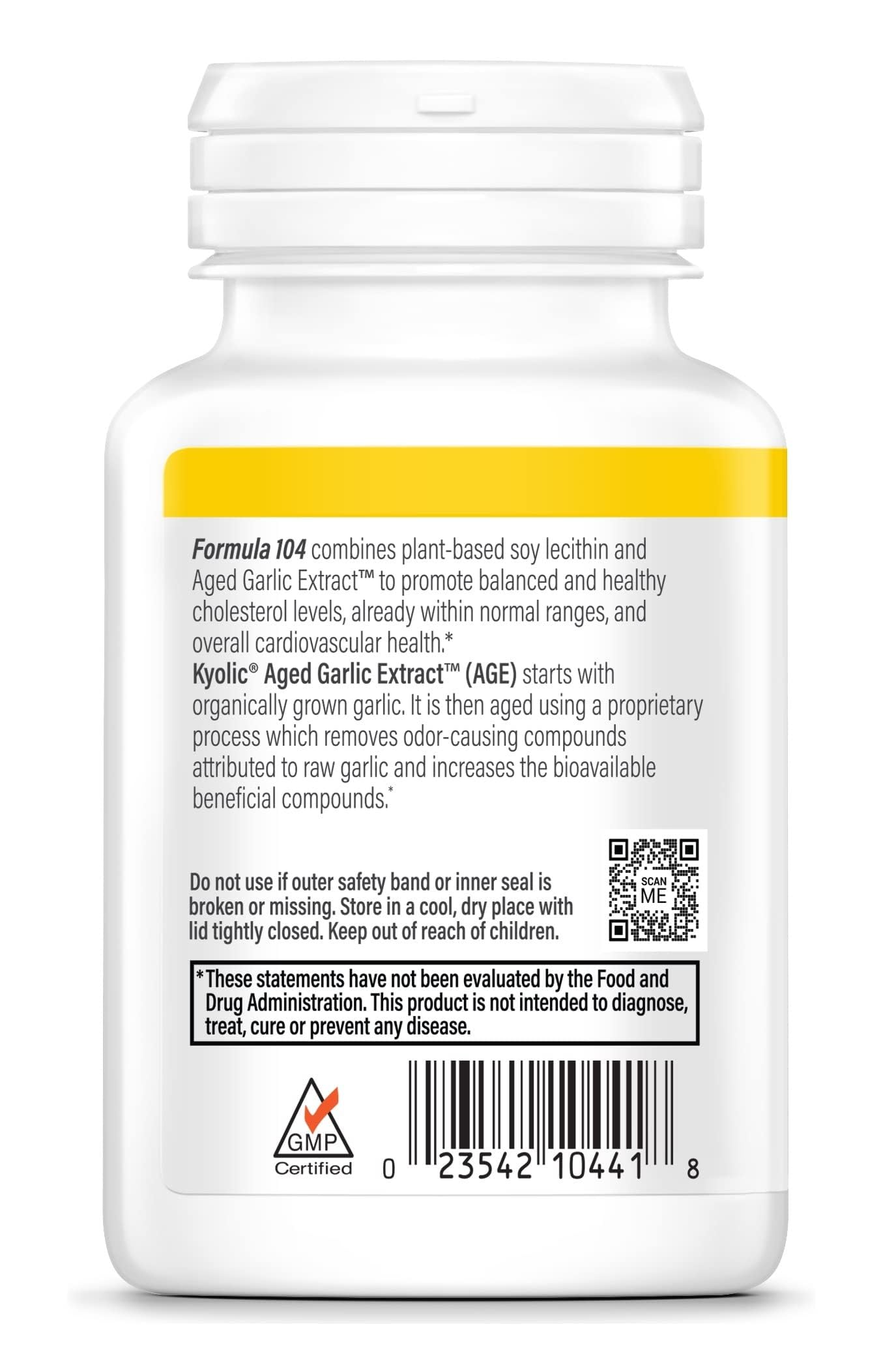 Kyolic Aged Garlic Extract Formula 104 – Cholesterol Health* (100 Capsules)